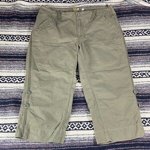 Mountain Hardware Green Organic Cotton Cropped convertible Pants Hiking shorts